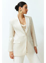 Trendyol Stone Oversize Satin Woven Blazer Jacket