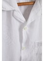 Portuguese Flannel Linen Camp Collar — White