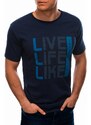 EDOTI Men's printed t-shirt S1569 - navy
