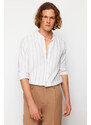 Trendyol Ecru Regular Fit Large Collar 100% Cotton Shirt