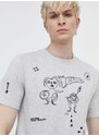Desigual pamut póló JAVIER szürke, férfi, mintás, 24SMTK43