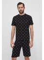 Lacoste pizsama fekete, férfi, mintás