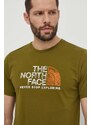 The North Face pamut póló zöld, férfi, nyomott mintás, NF0A87NWPIB1