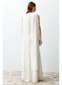 Trendyol Bridal White Pearl Detailed Wedding/Wedding Long Evening Dress
