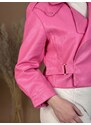 Webmoda Női rózsaszínű oversize matt műbőr dzseki LUSA