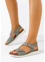Zapatos Metina zöld lapos szandál