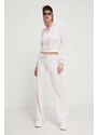 Juicy Couture velúr pulóver rózsaszín, nyomott mintás, kapucnis