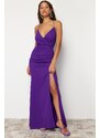 Trendyol Purple Evening Dress With Piping Detailed Back