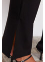 Trendyol Curve Black Side Hasított Spanyol láb Magas derékú kötött nadrág