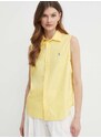 Polo Ralph Lauren pamut ing női, galléros, sárga, regular, 211906512