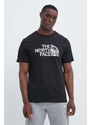 The North Face pamut póló fekete, férfi, nyomott mintás, NF0A87NXJK31