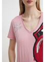 Desigual pamut póló ROLLING női, rózsaszín, 24SWTK30
