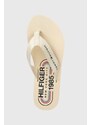 Tommy Hilfiger flip-flop GLOBAL STRIPES FLAT BEACH SANDAL bézs, női, lapos talpú, FW0FW07856