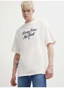 Tommy Jeans pamut póló bézs, férfi, nyomott mintás, DM0DM18579