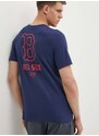Nike pamut póló Boston Red Sox sötétkék, férfi, nyomott mintás