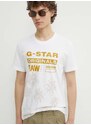 G-Star Raw pamut póló fehér, férfi, nyomott mintás, D24681-336