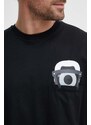 Karl Lagerfeld pamut póló Dour Darcel X Karl fekete, férfi, nyomott mintás, 542270.755099