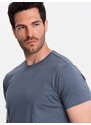 Ombre BASIC men's classic cotton T-shirt - dark blue