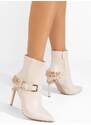 Zapatos Verena bézs tűsarkú bokacsizma