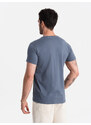 Ombre BASIC men's classic cotton T-shirt - dark blue