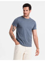 Ombre BASIC men's classic cotton T-shirt - dark blue