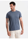 Ombre BASIC men's classic cotton T-shirt - dark blue