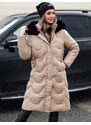 BASIC Bézs színű női hosszú steppelt kabát WINTERACT TY4777