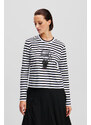 PÓLÓ KARL LAGERFELD IKON PRINT STRIPE LSLV TOP