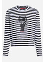 PÓLÓ KARL LAGERFELD IKON PRINT STRIPE LSLV TOP