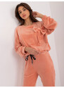 ITALY MODA Őszibarack színű velúr szett masnival DHJ-KMPL-8870.59-peach
