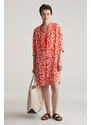 RUHA GANT REG FLORAL PRINT SS SHIRT DRESS ORANGE RED