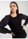 BASIC Fekete blúz díszes ujjakkal TW-BZ-OB-046.62P-black