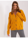 BASIC Mustárszínű gombos pulóver BA-SW-8022-1.80P-dark yellow