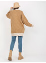 RUE PARIS Bézs színű, laza, gombos pulóver szegéllyel -LC-SW-0258.03P-camel