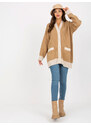 RUE PARIS Bézs színű, laza, gombos pulóver szegéllyel -LC-SW-0258.03P-camel