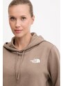 The North Face felső Simple Dome barna, sima, kapucnis, NF0A89EYBOW1