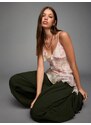 Bershka Top mustár / rózsaszín / rózsaszín / pasztell-rózsaszín