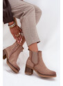 Boto Női bokacsizmák sarkú bézs Zelia