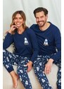 DN Nightwear Papa Bear férfi pizsama, sötétkék