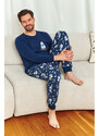DN Nightwear Papa Bear férfi pizsama, sötétkék