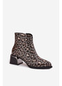 D&A Leopárdmintás bőr bokacsizma