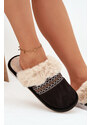 Boto Női papucs szőrme és hímzés Fekete Devianne