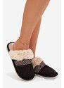 Boto Női papucs szőrme és hímzés Fekete Devianne